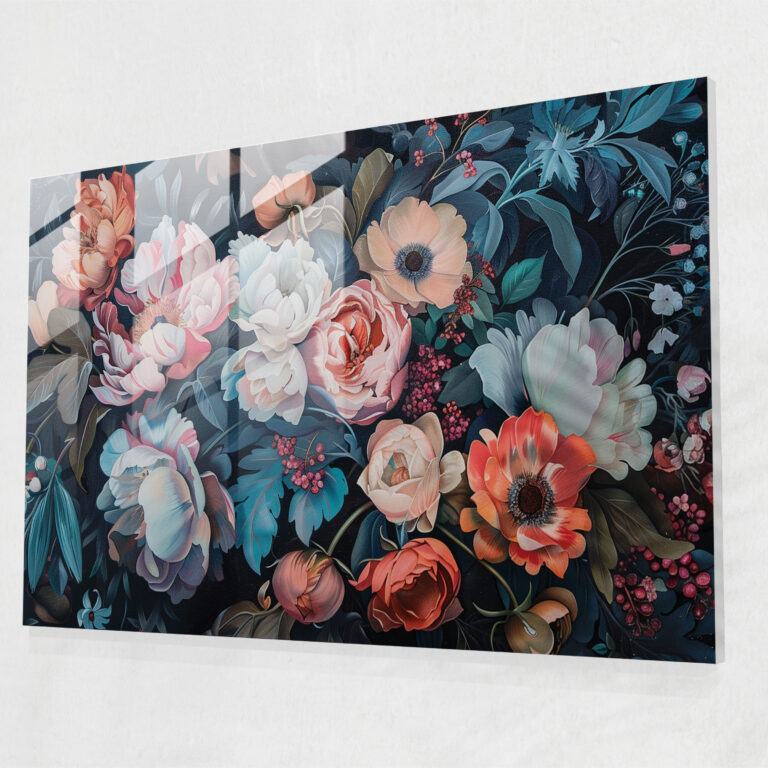 Rococo Style Painting Glass Print - Rococo Style Painting, Wall Decoration, Modern Art, Glass Wall Art