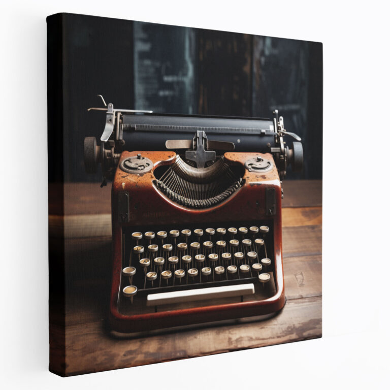 Retro Wall Art: Vintage Typewriter - Retro, Home Decoration, Wall Decoration, Wooden Table