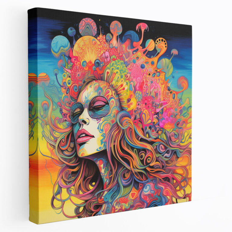 Retro Wall Art: Psychedelic Abstract Design - Retro, Psychedelic, Hand-Drawn, Abstract