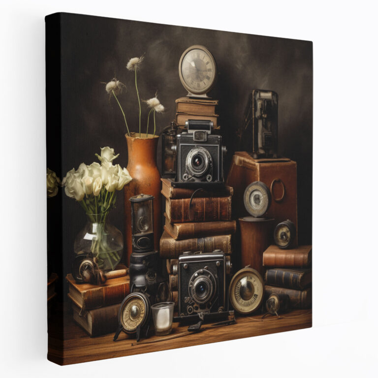 Vintage Camera Canvas Print - Retro, Wall Art, Old Film Rolls, Vintage Camera