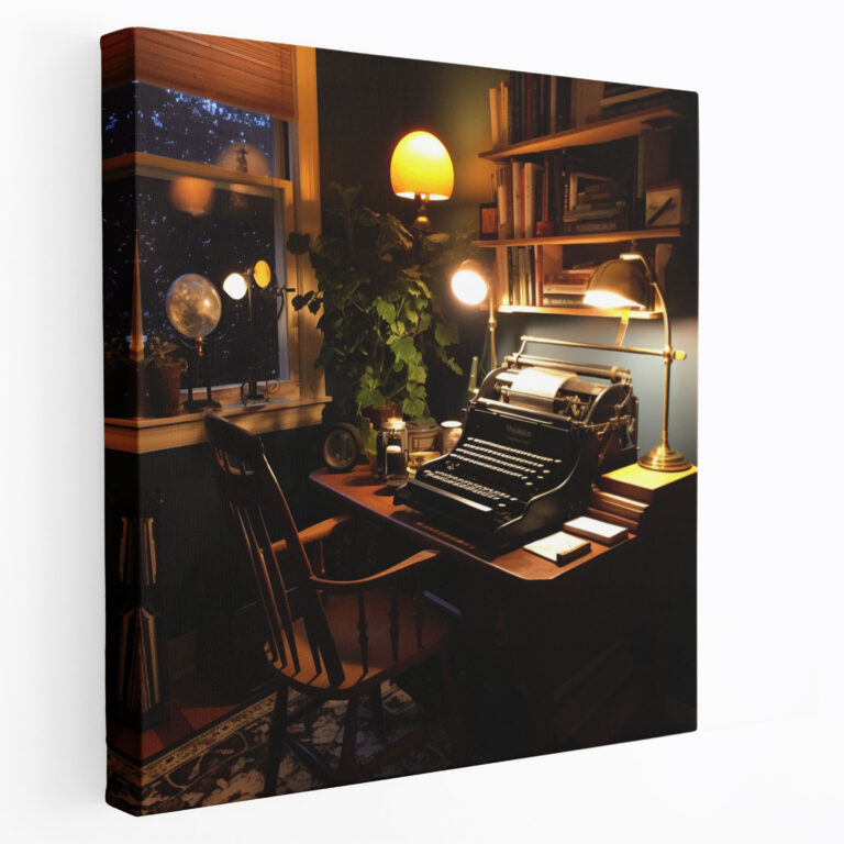 Vintage Typewriter Wall Decoration - Retro, Wall Decoration, Canvas Wall Art, Cozy Study