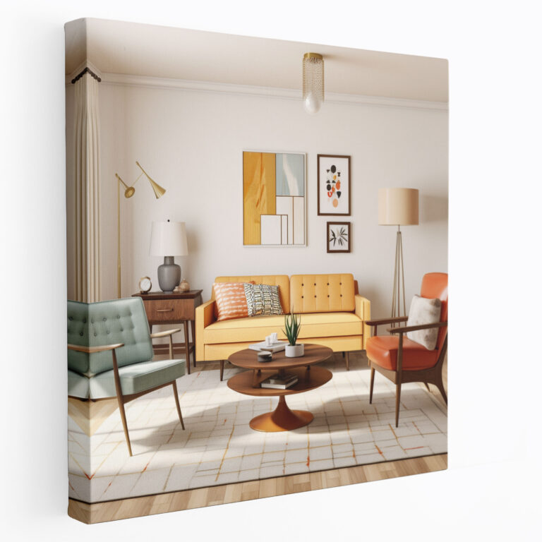 Mid-Century Modern Living Room Wall Art - Retro, Home Decoration, Canvas Wall Art, Retro