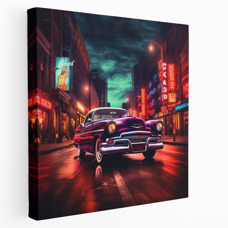 Retro Neon Sign Canvas Print - Retro, Wall Decoration, Home Decoration, City Street