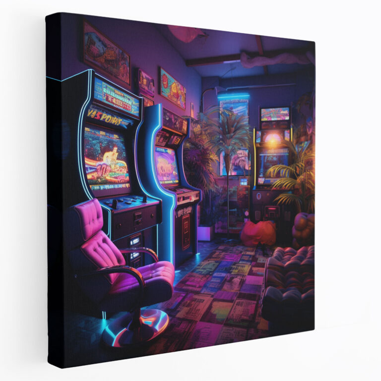 Retro Arcade Game Room Wall Art - Retro, Home Decoration, Canvas Print, Wall Decoration