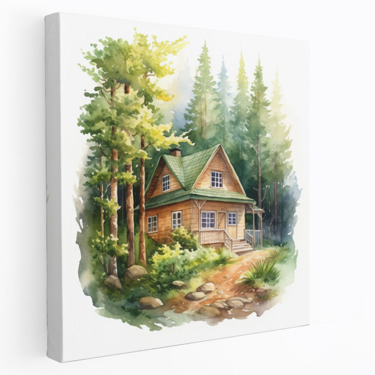 Rustic Forest Cabin Canvas Print - Rustic, Wall Art, Rustic Charm, Cabin
