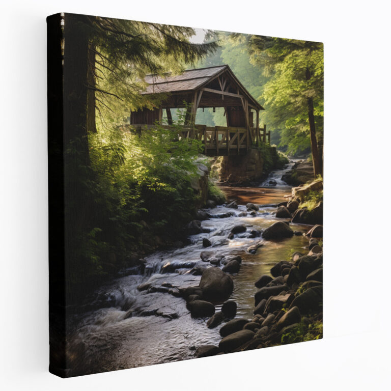 Rustic Covered Bridge Canvas Print - Rustic, Wall Decoration, Canvas, Bridge Decor