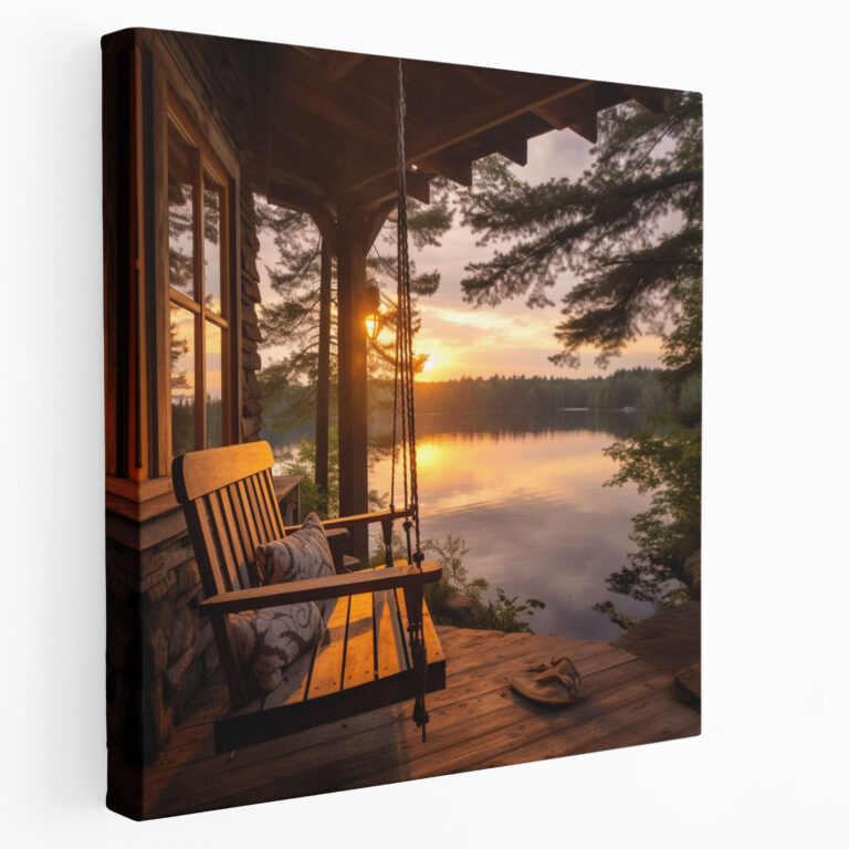 Rustic Porch Swing Wall Art - Cozy Wooden Sign Canvas Print - Rustic, Wall Decoration, Wall Art, Home Decoration