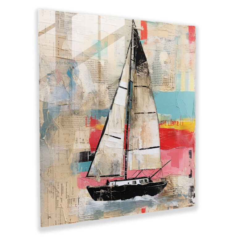 Abstract Sailboat Glass Print - Sailboat, Glass Wall Art, Wall Decoration, Home Decoration