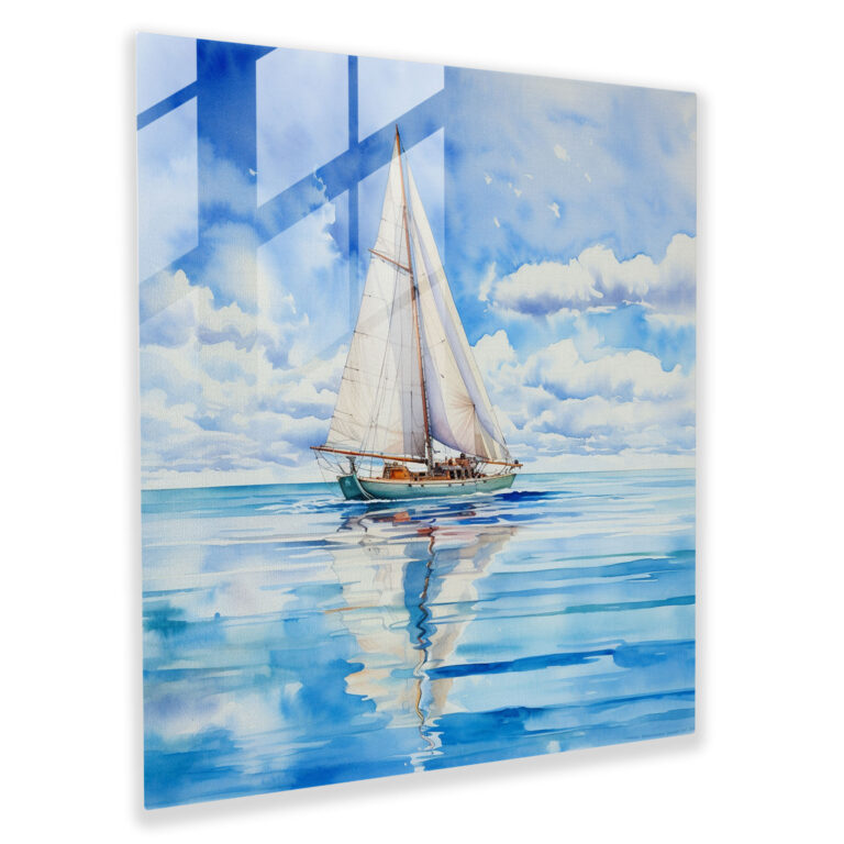 Sailboat Watercolor Glass Print - Sailboat, Home Decoration, Modern Art, Vibrant Colors