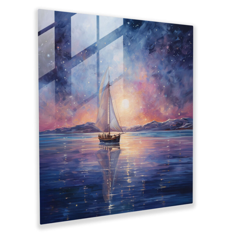 Romantic Sailboat Glass Print - Sailboat, Wall Decoration, Sailboat, Glass Art