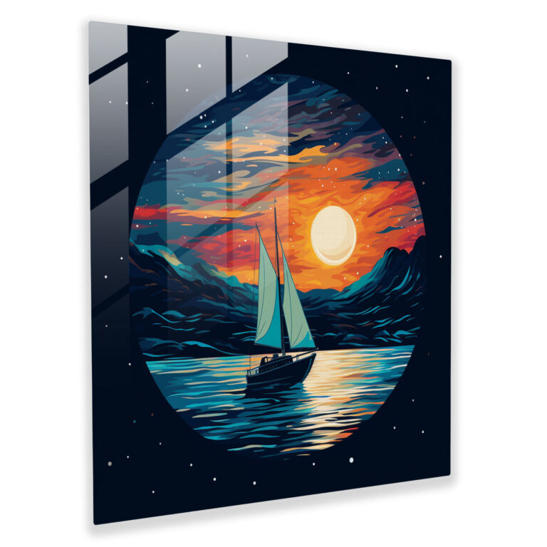 Sailboat Glass Print - Sailboat, Adventure, Modern Art, Glass Print