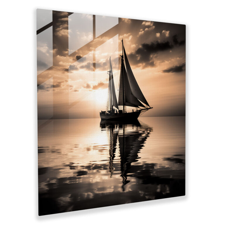 Silhouette Serenity Glass Print - Sailboat, Home Decoration, Wall Decoration, Captivating