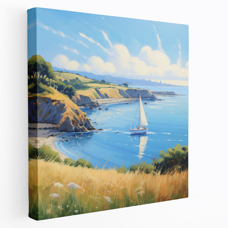 Sailboat Wall Art - Coastal Landscape - Home Decoration - Sailboat, Clear Blue Sky, Home Decoration, Serene