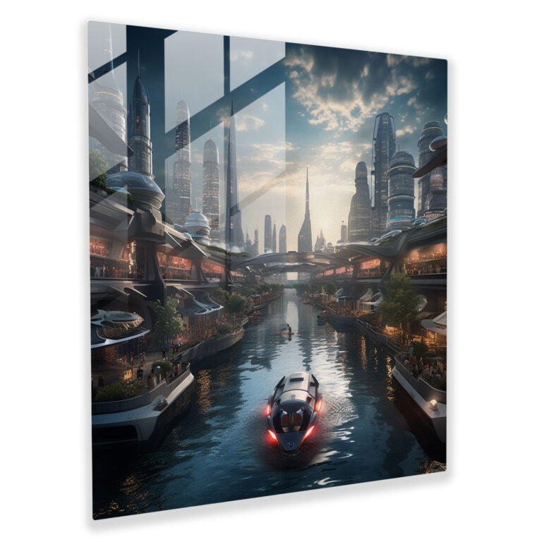 Star Wars Futuristic Cityscape Glass Print - Star Wars, Home Decoration, Wall Decoration, Star Wars