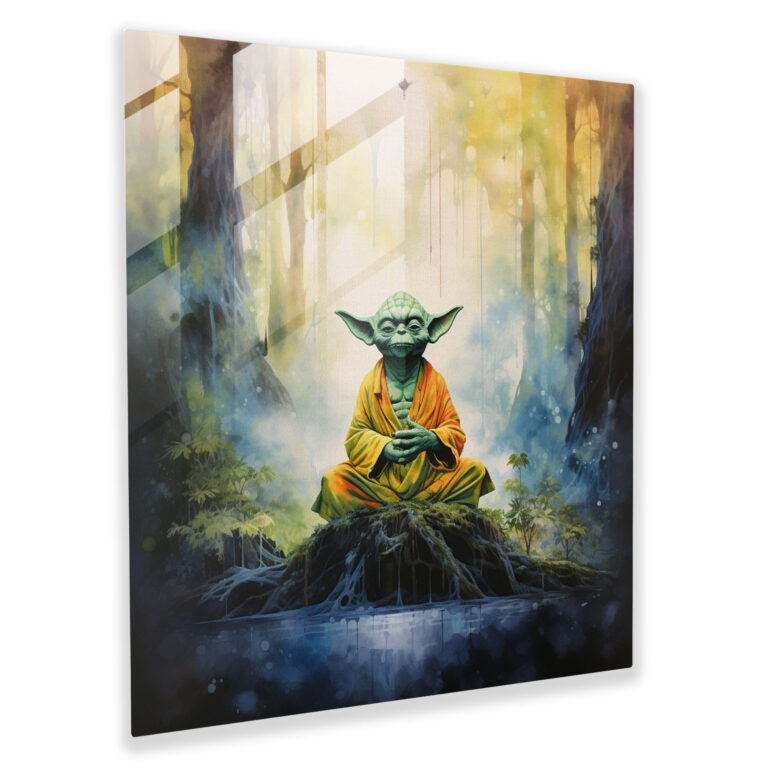Yoda Serene Forest Glass Print - Star Wars, Glass Print, Wall Decoration, Yoda