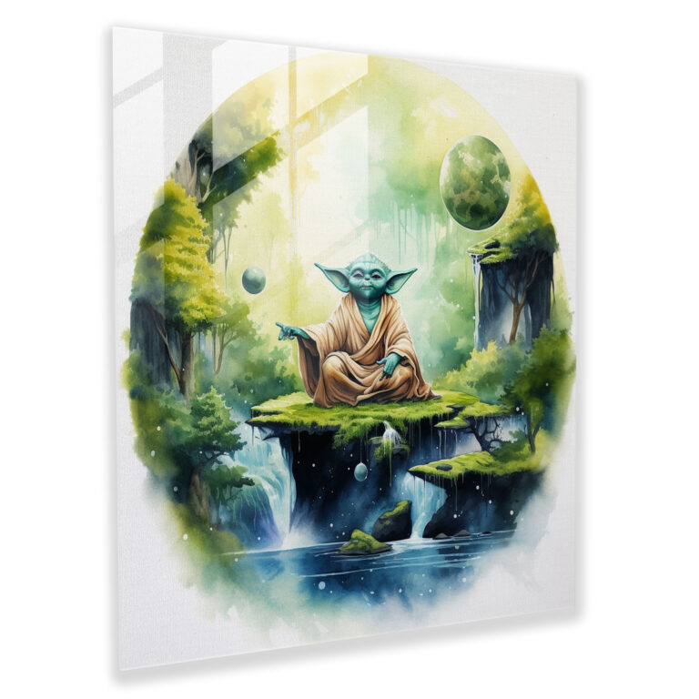 Star Wars Yoda Meditation Glass Print - Star Wars, Glass Art, Modern Art, Yoda