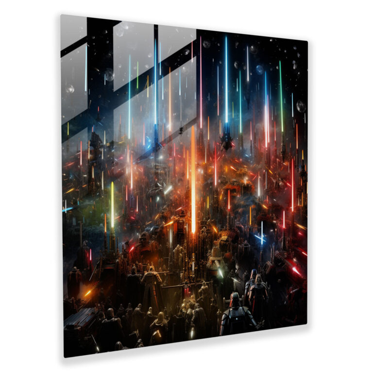 Star Wars Lightsaber Collage Glass Print - Star Wars, Home Decoration, Modern Art, Star Wars