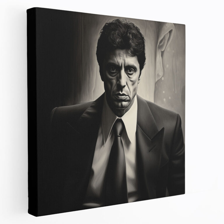 Scarface Wall Decoration - Scarface, Realistic Portrait, Black And White, Wall Decoration