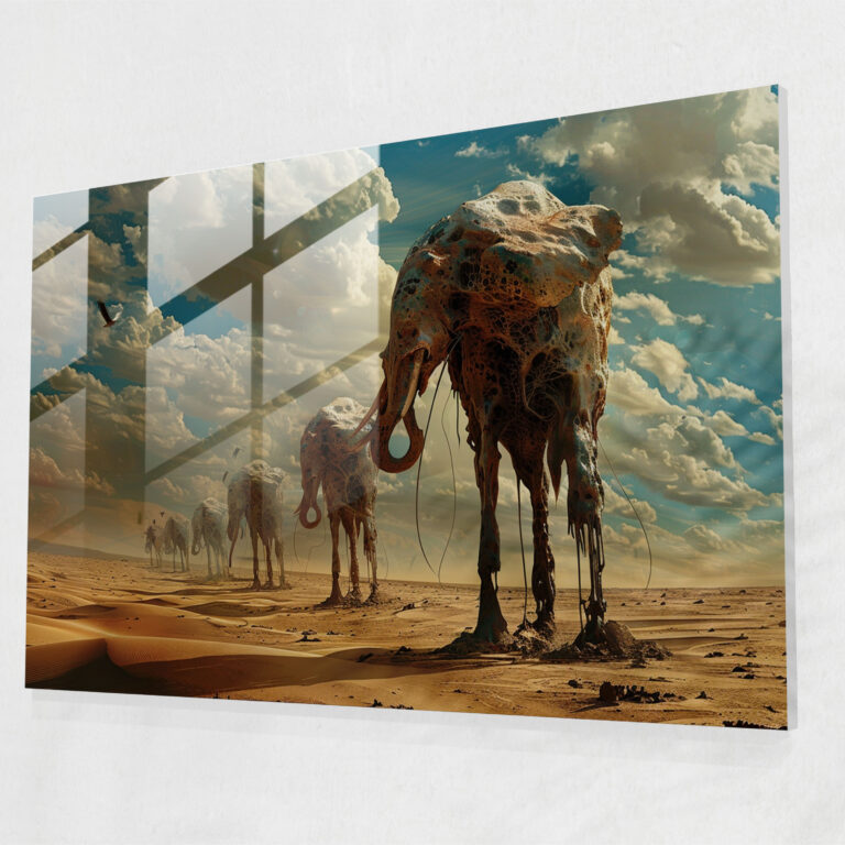 Surreal Elephants Glass Print - Salvador Dali, Salvador Dali, Home Decoration, Glass Wall Art