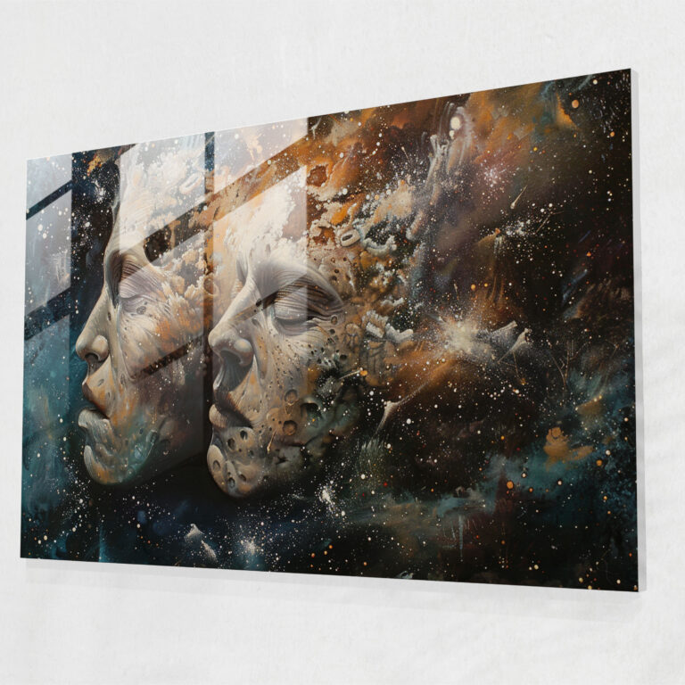 Cosmic Faces Glass Print - Salvador Dali, Modern Art, Salvador Dali, Home Decoration