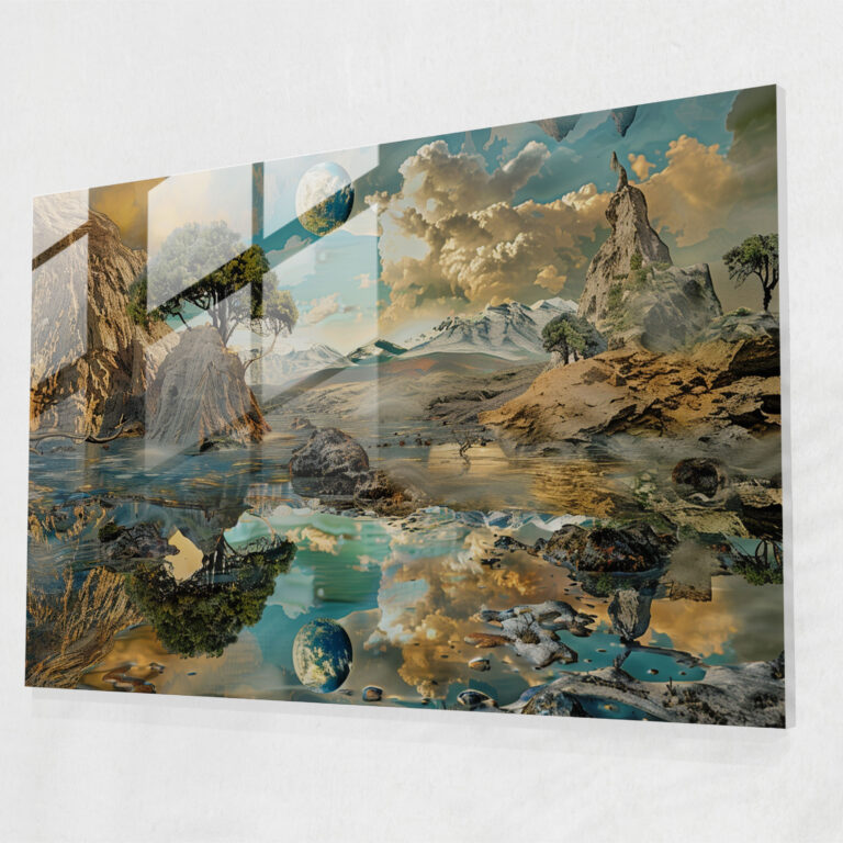 Surreal Landscape Inspired By Salvador Dali Glass Wall Art - Salvador Dali, Glass Wall Art, Glass Art, Home Decoration