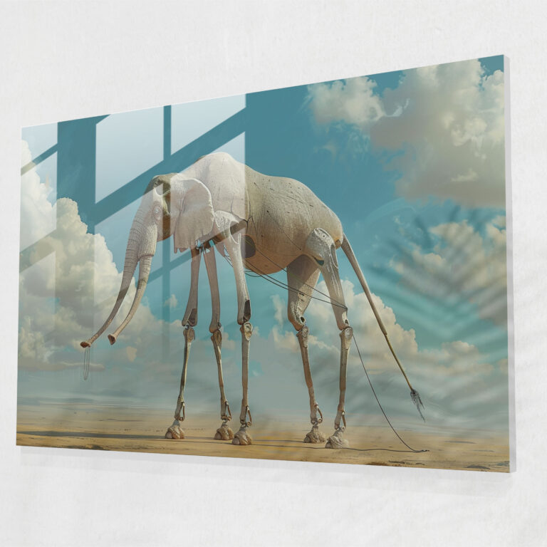 Whimsical Elephant Glass Print - Salvador Dali, Glass Print, Home Decoration, Glass Wall Art