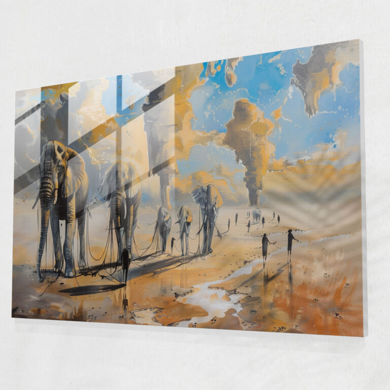 Surreal Elephant Landscape Glass Wall Art - Salvador Dali, Glass Wall Art, Home Decoration, Glass Print