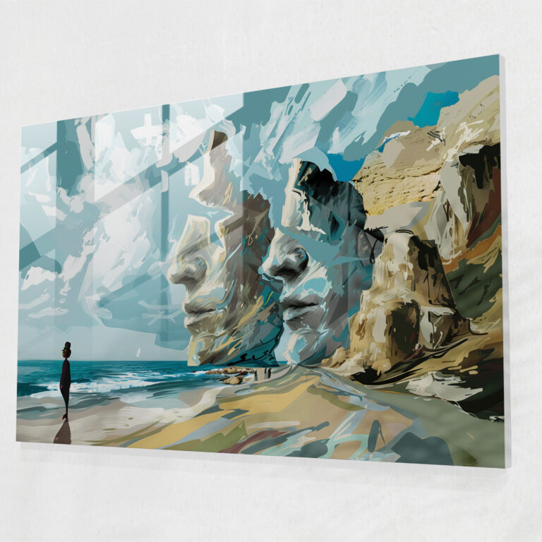 Surreal Distorted Landscape Glass Print - Salvador Dali, Home Decoration, Wall Decoration, Salvador Dali