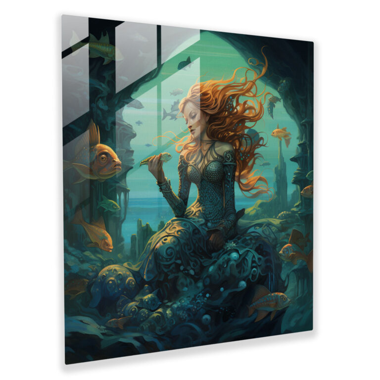 Seascape Glass Print - Whimsical Mermaid Enchantment - Seascape, Turquoise Waters, Seascape, Glass Art