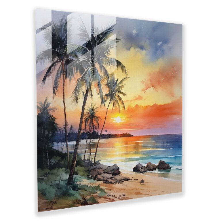 Seascape Glass Print - Tropical Sunset - Seascape, Home Decoration, Modern Art, Tropical Sunset