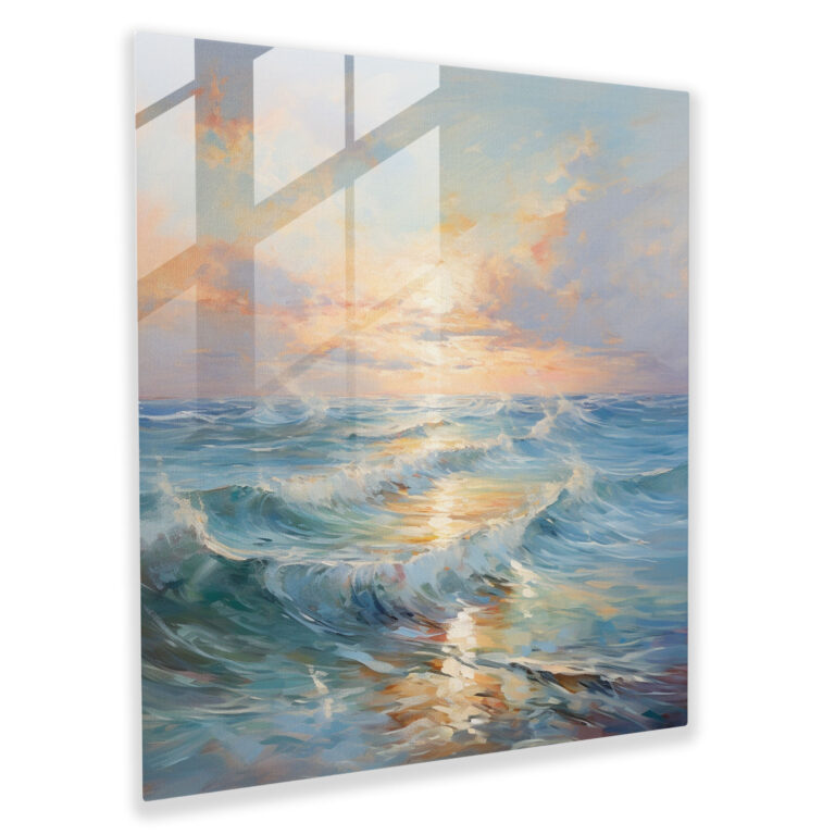 Seascape Impressionist Glass Print - Seascape, Wall Decoration, Light Play, Modern Art