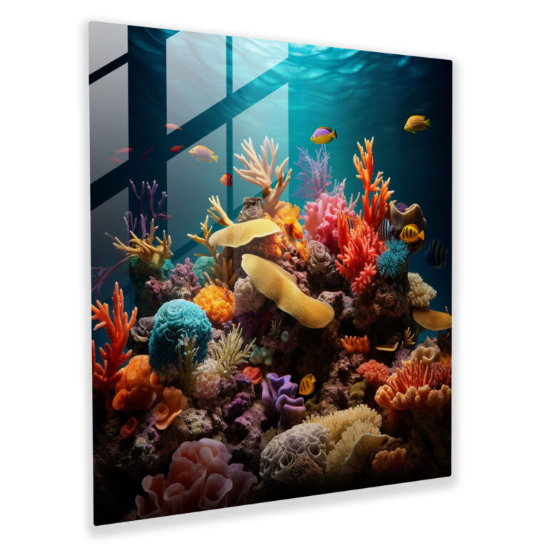 Seascape Coral Reef Glass Print - Seascape, Home Decoration, Modern Art, Photograph