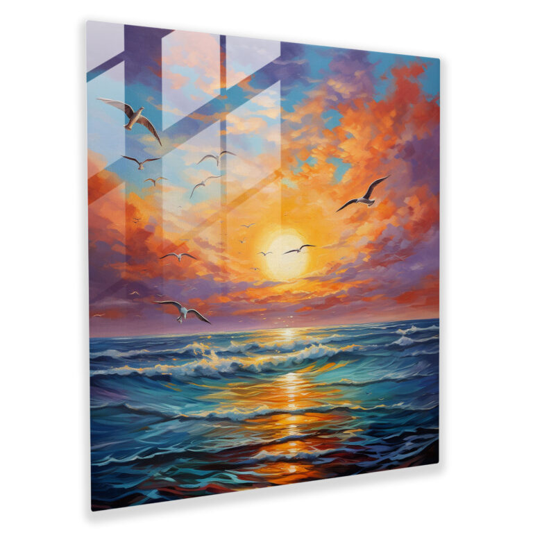 Seascape Seagulls Glass Print - Seascape, Seagulls, Glass Print, Seascape