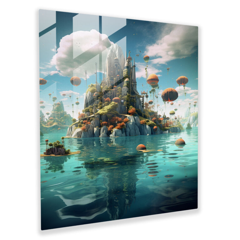 Seascape Glass Print - Surreal Mystical Digital Art - Seascape, Colorful Marine Life, Modern Art, Wall Decoration