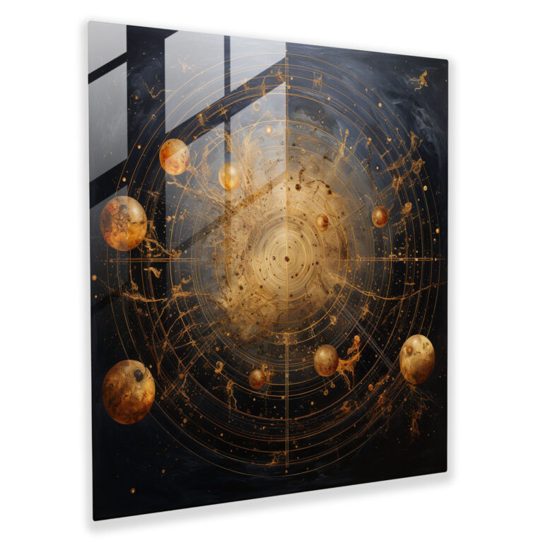 Golden Constellations Glass Print - Star Map, Golden Accents, Modern Art, Celestial Map