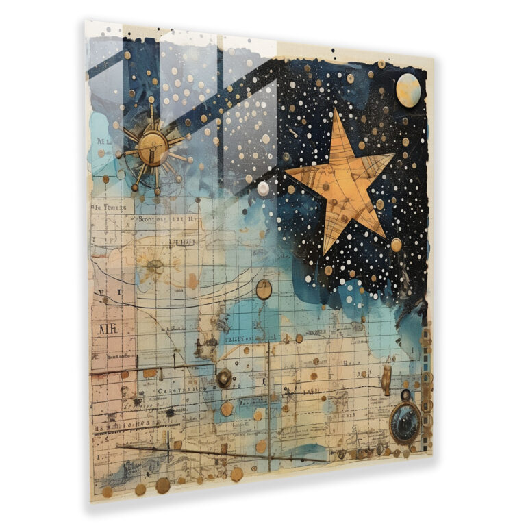 Vintage Star Map Glass Print - Star Map, Modern Art, Charm, Home Decoration