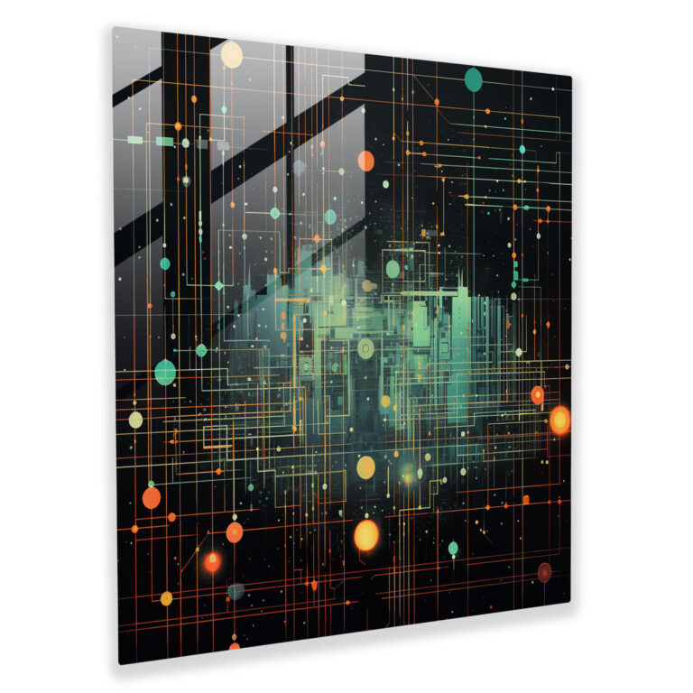 Neon Star Map Glass Print - Star Map, Glass Art, Glass Print, Neon Accents