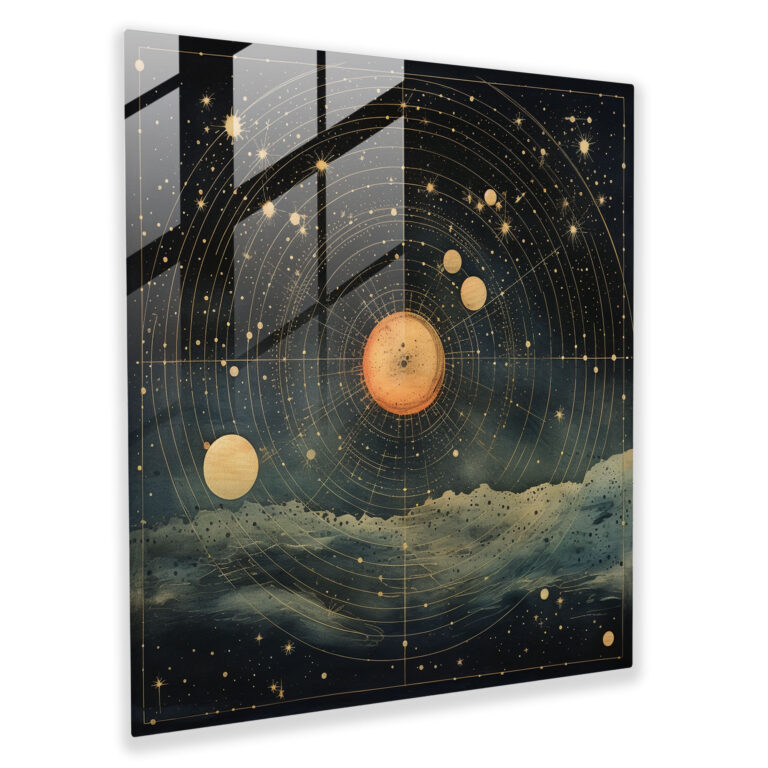 Vintage Star Map Glass Print - Star Map, Glass Wall Art, Nostalgia, Vintage Illustration
