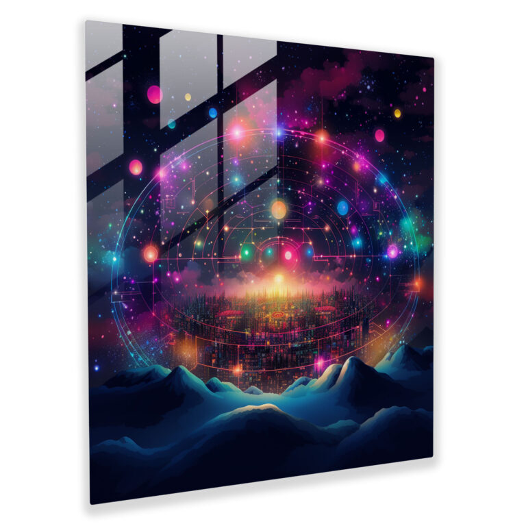 Futuristic Star Map Glass Print - Star Map, Vibrant Colors, Glass Print, Neon Colors
