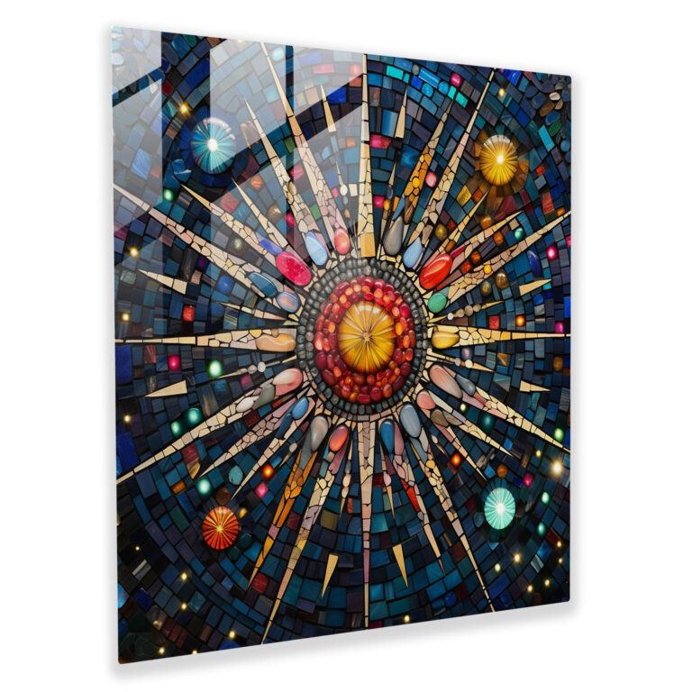 Stained Glass Star Map Print - Star Map, Home Decoration, Rich Colors, Mosaic Representation