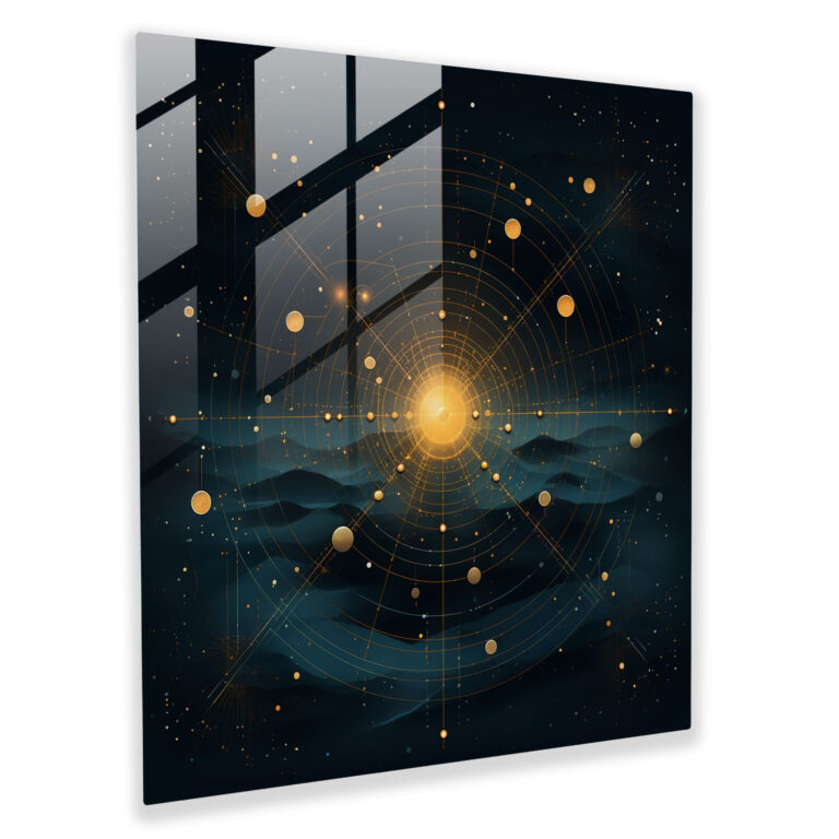Contemporary Star Map Glass Print - Star Map, Glass Wall Art, Interconnecting Lines, Intricate