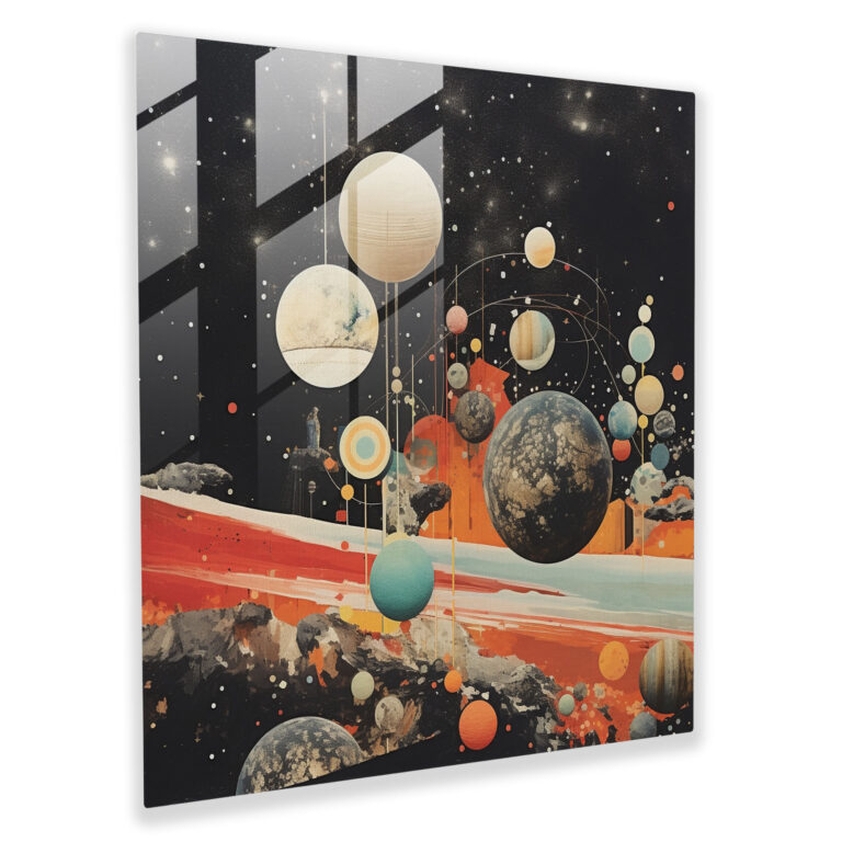 Space Collage Glass Print - Star Map, Wall Decoration, Space Exploration Imagery, Star Map