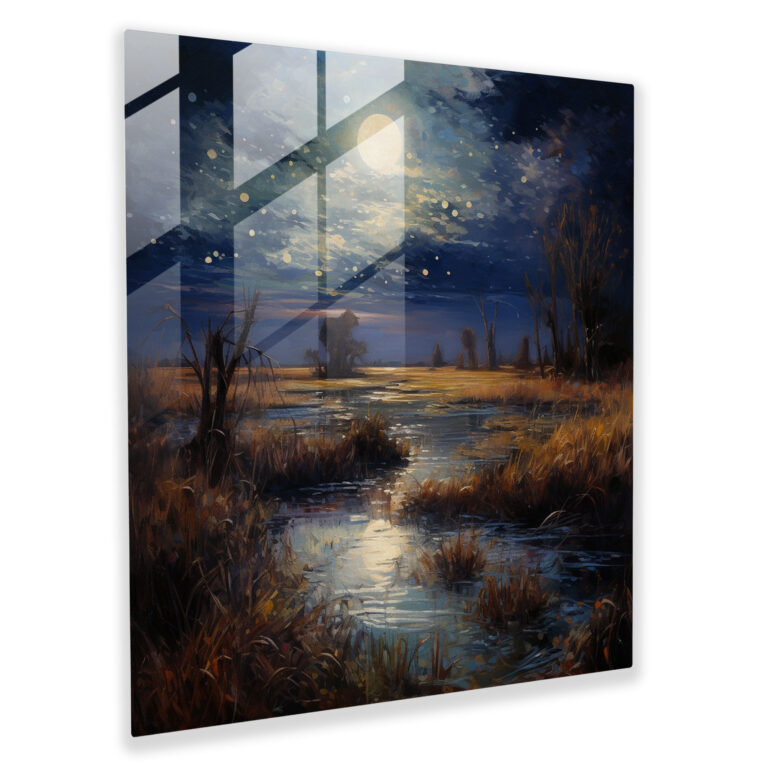 Moonlit Star Map Glass Print - Star Map, Impressionist Painting, Glass Art, Modern Art