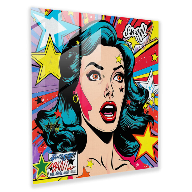 Pop Star Map Glass Print - Star Map, Colorful Stars, Glass Art, Comic Book Aesthetic
