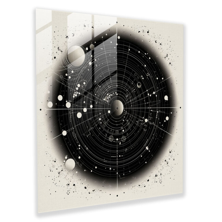 Stellar Sky Glass Print - Star Map, Black And White, Home Decoration, Modern Art
