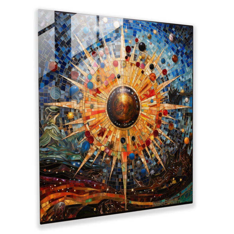 Stellar Mosaic Glass Print - Star Map, Sophistication, Colorful Glass Pieces, Glass Wall Art