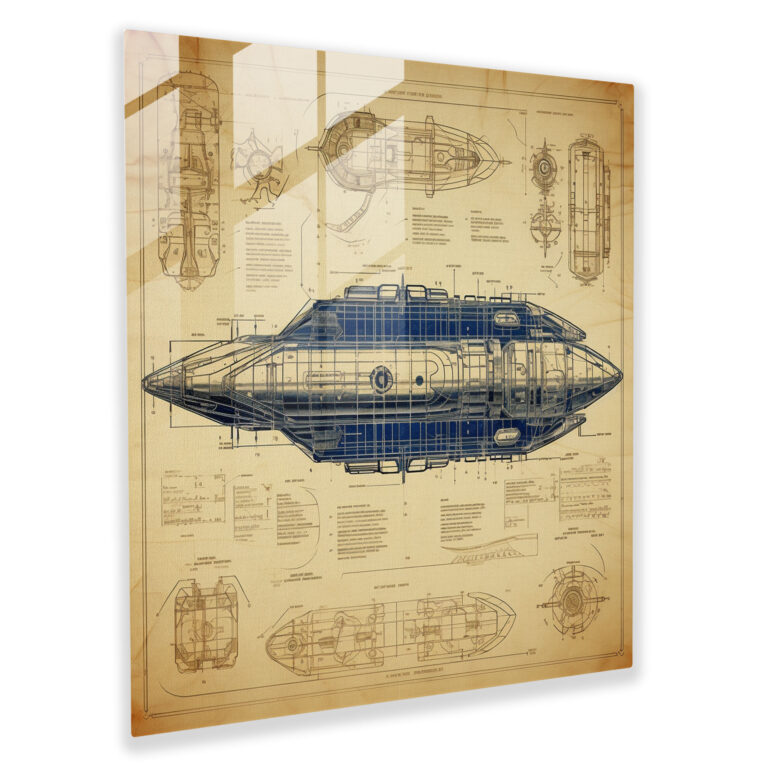 Interstellar Spaceship Glass Print - Star Map, Spaceship, Home Decoration, Glass Print