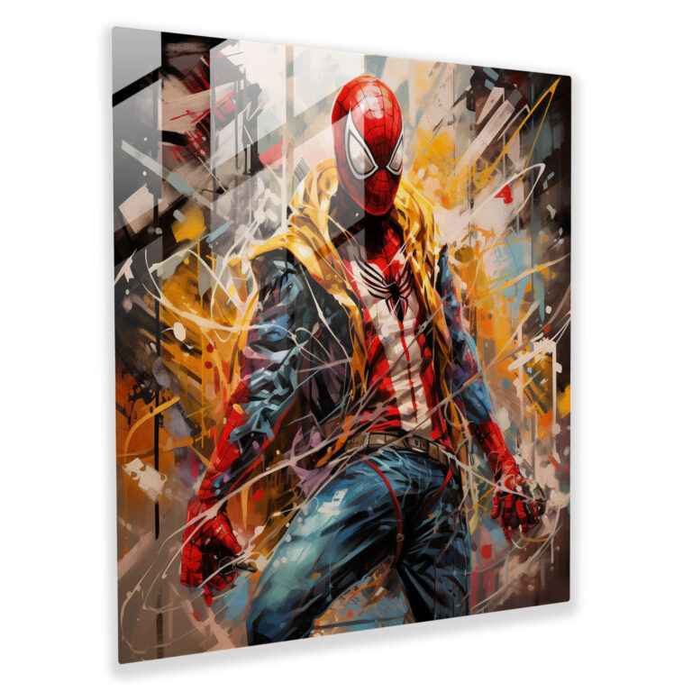 Spider-Man Urban Graffiti Glass Print - Spider Man, Glass Wall Art, Graffiti-Inspired Artwork, Wall Decoration