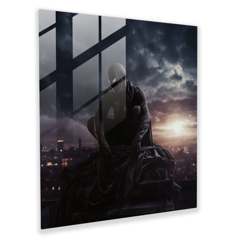 Spider-Man Glass Print - Spider Man, Glass Print, Night Sky, Wall Decoration