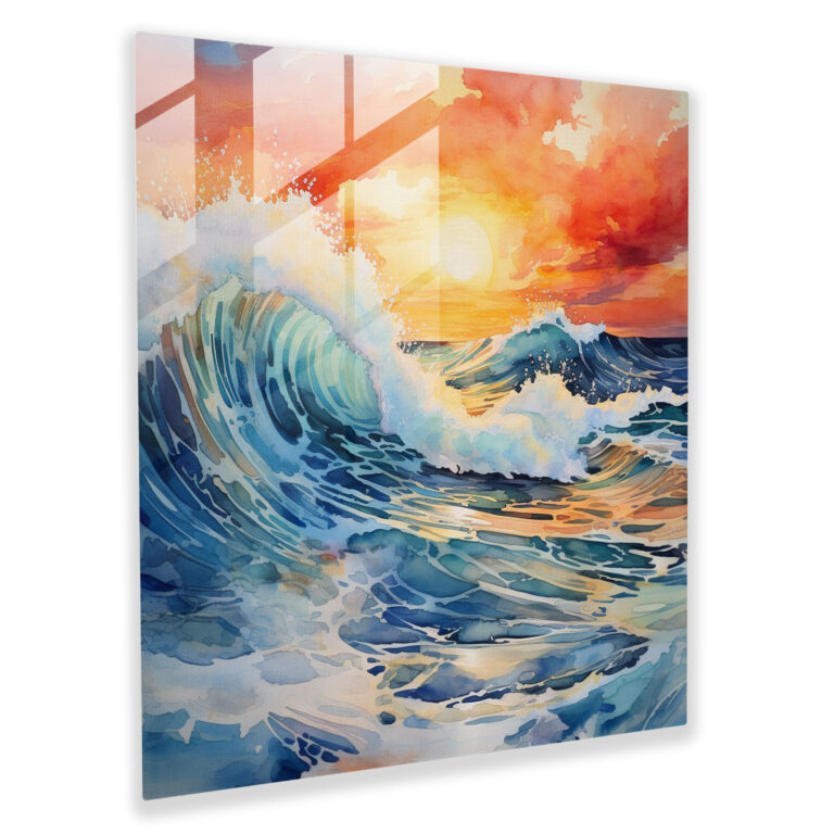 Sunrise Glass Print - Sunrise, Sunrise, Watercolor Painting, Abstract